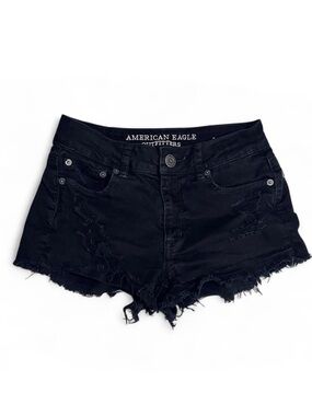 American Eagle Outfitters Black Frayed Jean Shorts